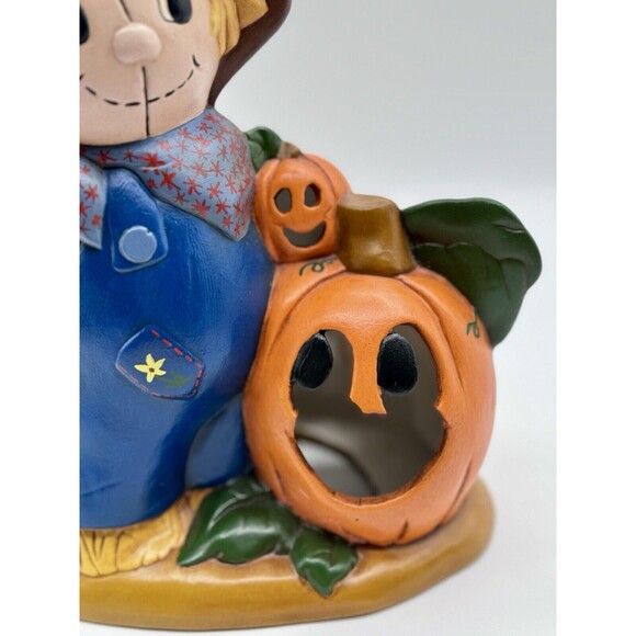 Vintage Ceramic Scarecrow Pumpkin Jackolantern Figurine Fall Halloween Decor - Picture 9 of 10